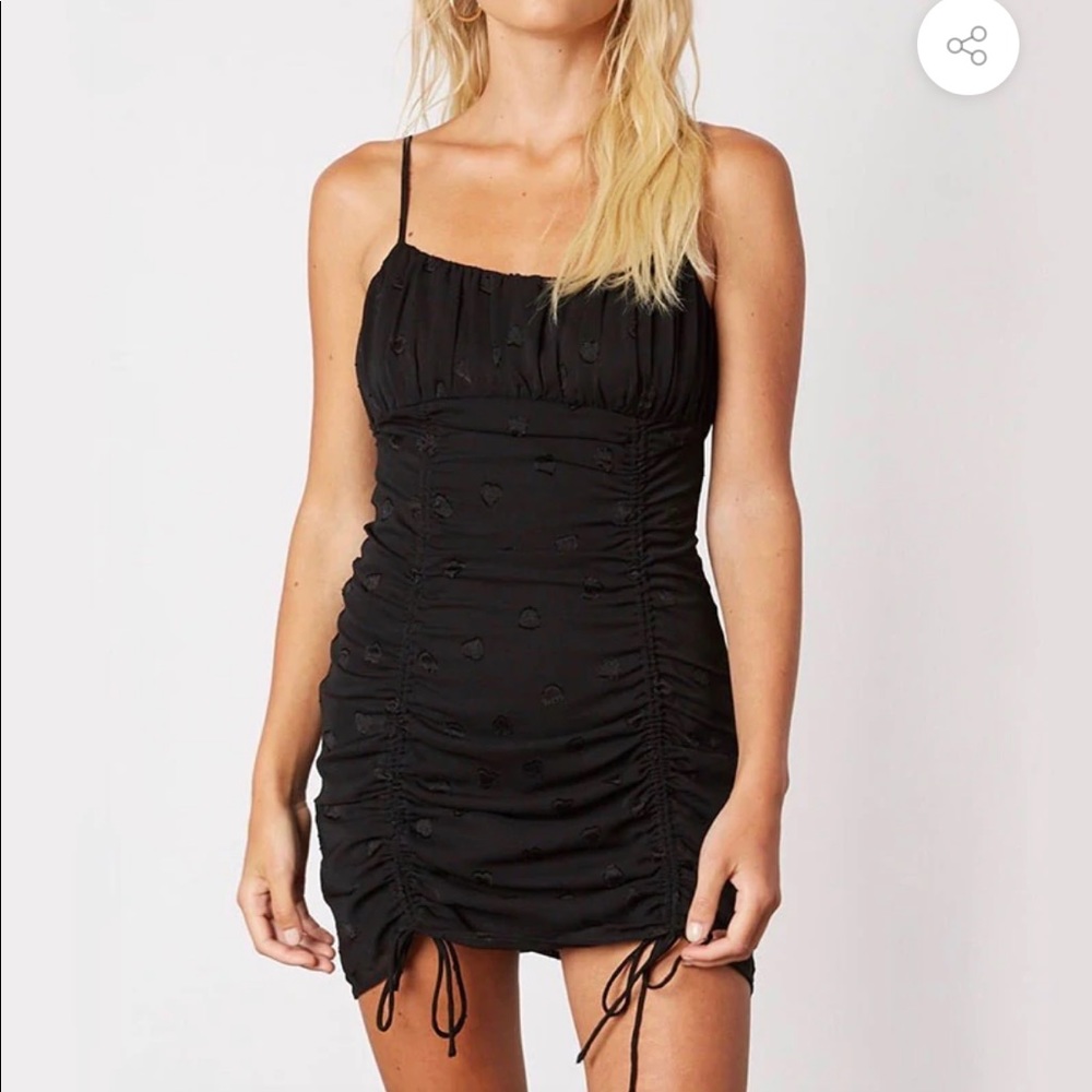 Heart Ruched Black Dress